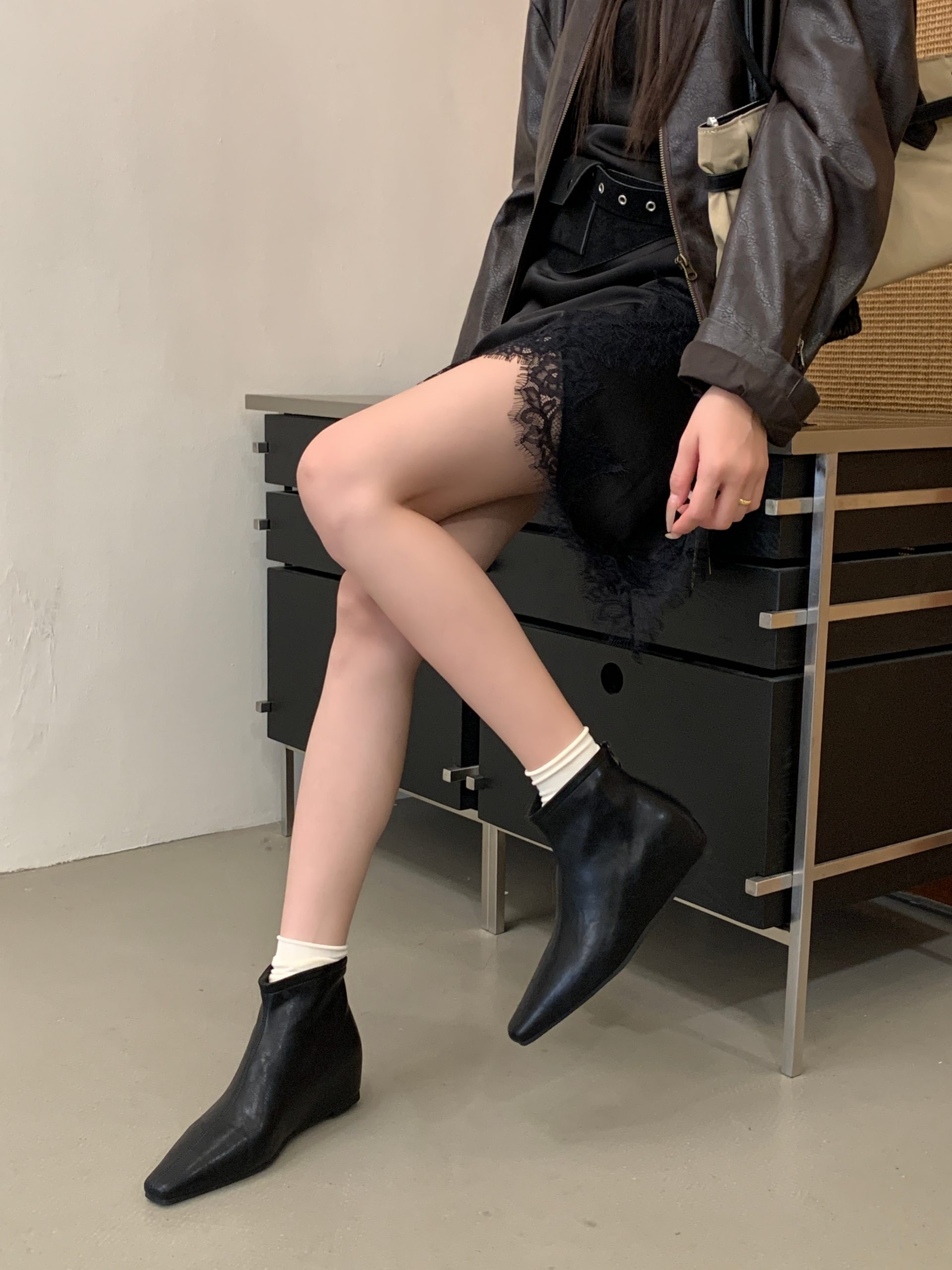 2026 New Autumn Square Toe French Retro Short Boots Fashion Comfort Inner Height Slim Boots