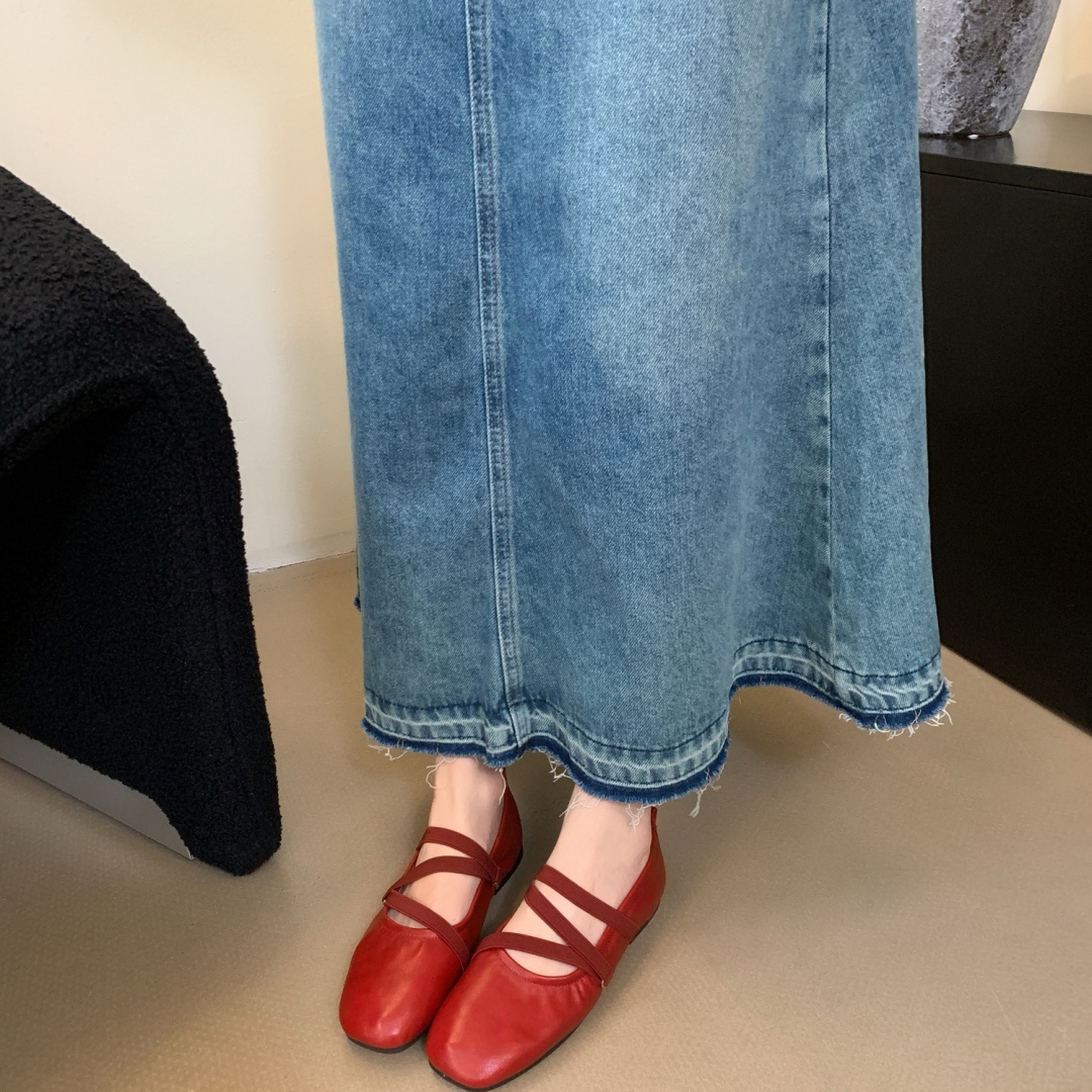 2025 Spring French Elegant Red Ballet Flats for Women with Dress, Flat Round Toe Shoes - Image 3