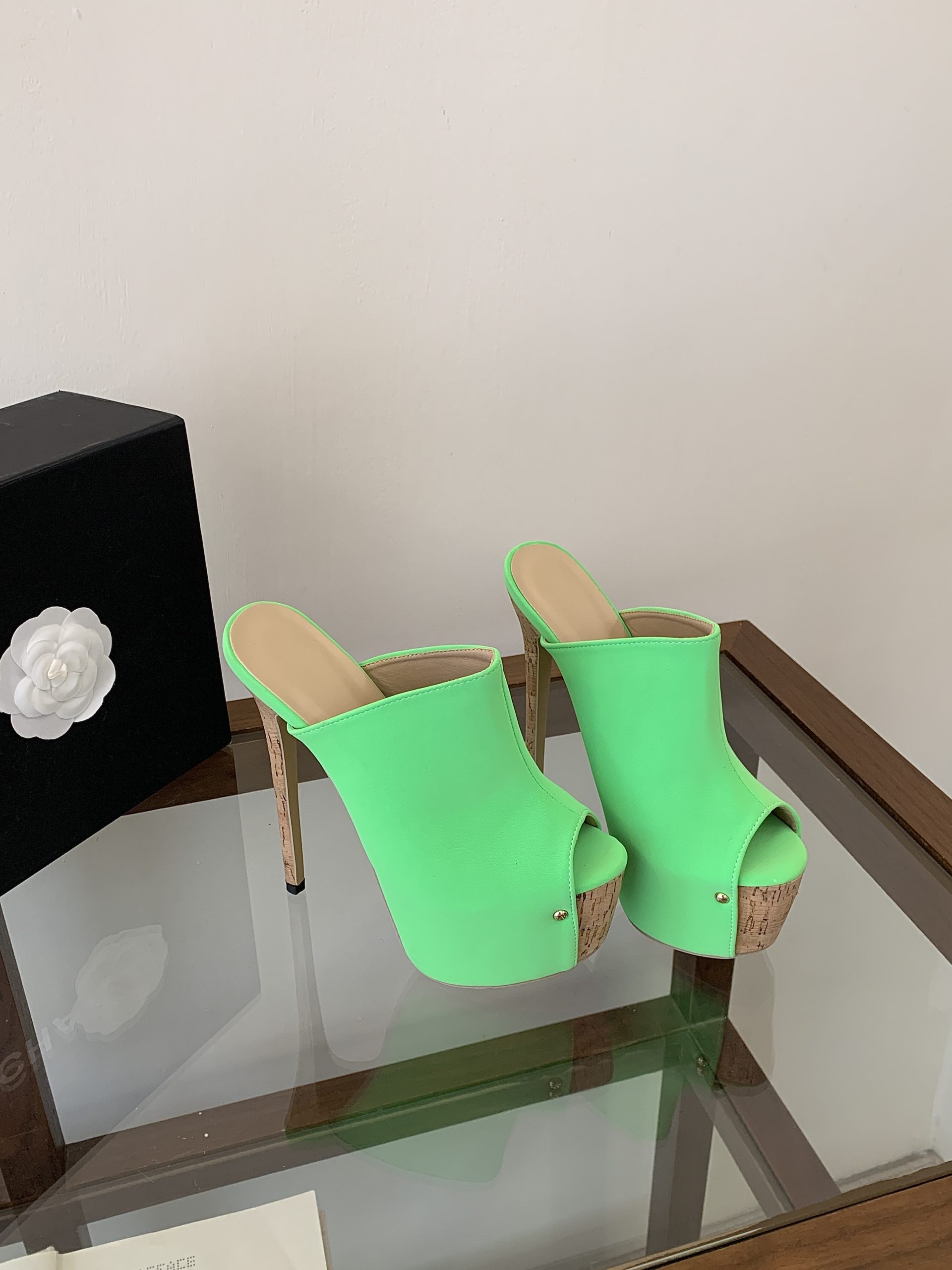 2026 New Fashion Simple Street Style Bright Color High Heel Slippers 17cm Heel