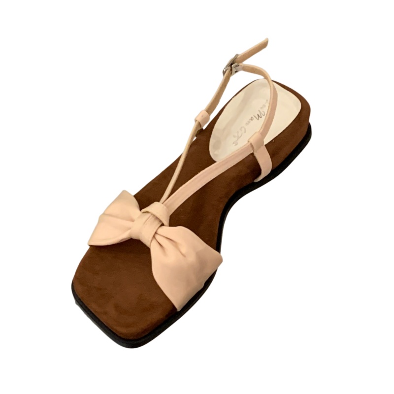 4CM Thick Sole Forest Retro Bow Sandals for Women Summer Outdoor One-Strap Soft Sole Vacation Slides - Image 5