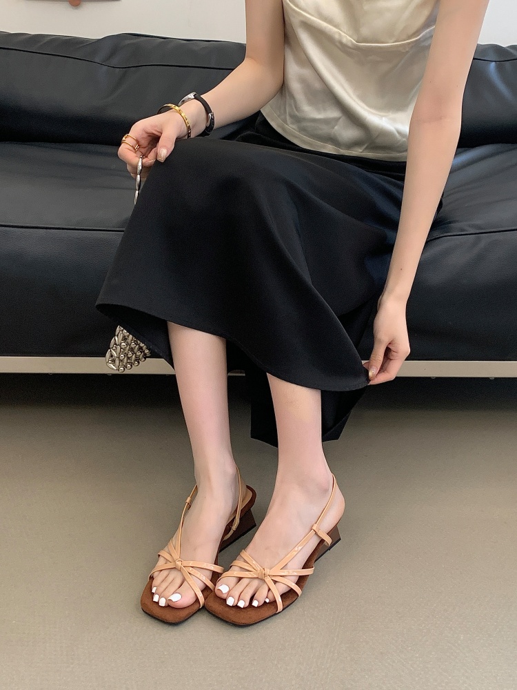 Fengda Women's Square Toe Strappy Wedge Sandals with Block Heel - Summer 2026 - Image 3