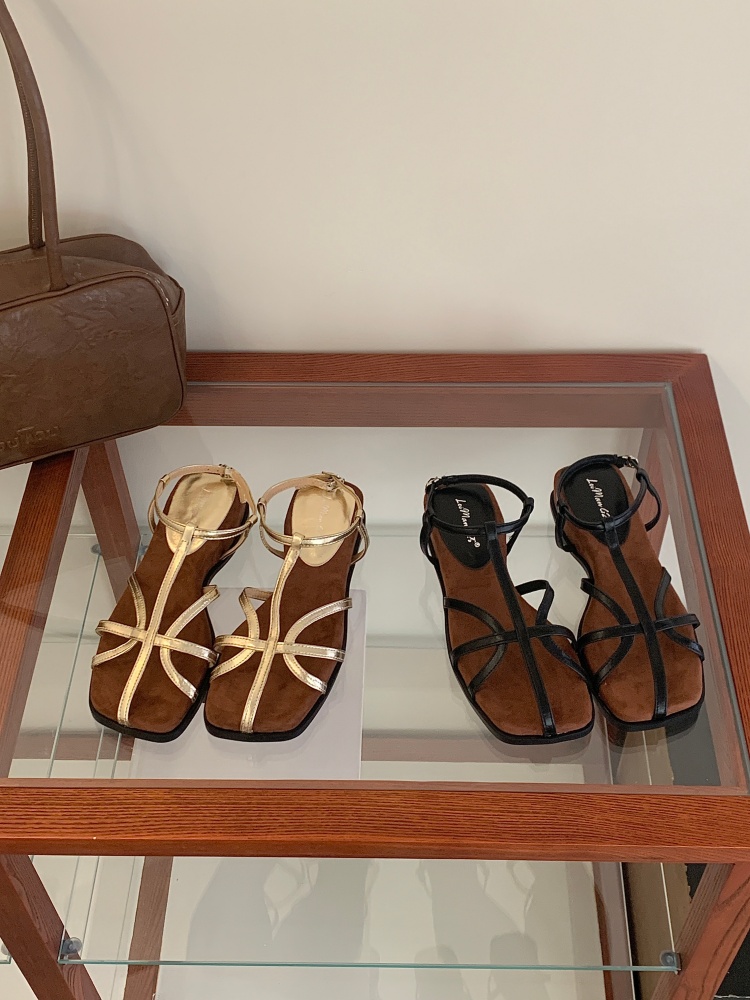 French Retro One-Strap Sandals Women 2026 New Summer Open Toe Wedge Cross Strap Fairy Style Roman Shoes - Image 4