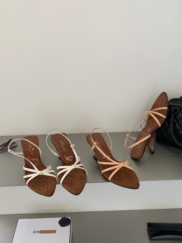French Wedge Open Toe Ankle Strap Sandals Fairy Shoes Summer Dress Thin Strap Roman Shoes - Image 4